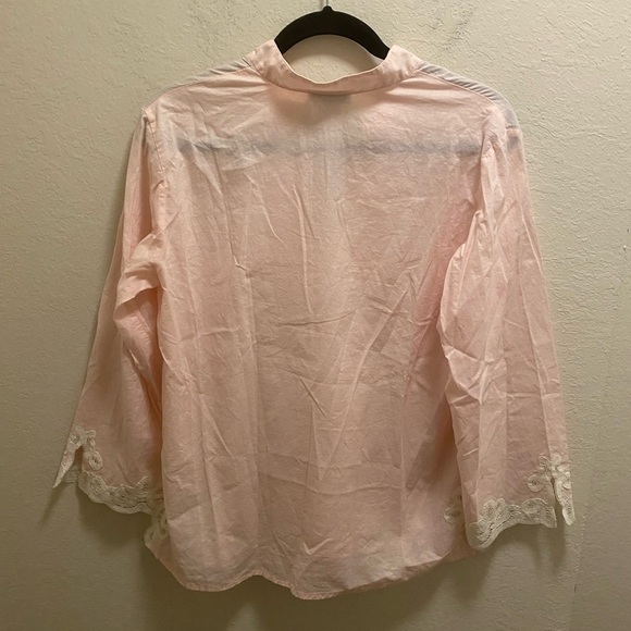 Natori Pink Tunic With White Lace Accents Size Small - Picture 6 of 6